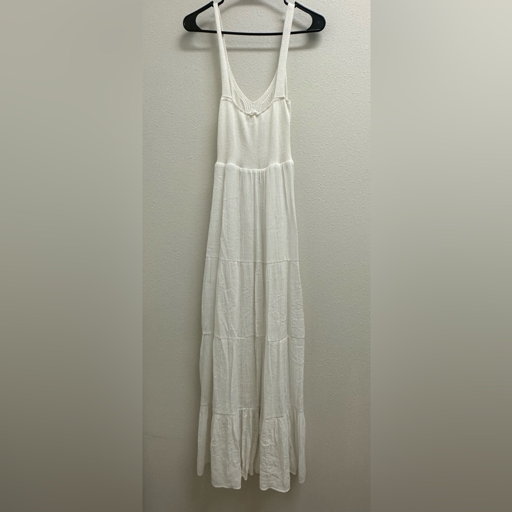 Pins and Needles White Tiered Maxi Dress with Crochet Top, Medium - Picture 7 of 11